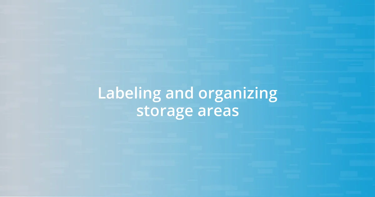 Labeling and organizing storage areas