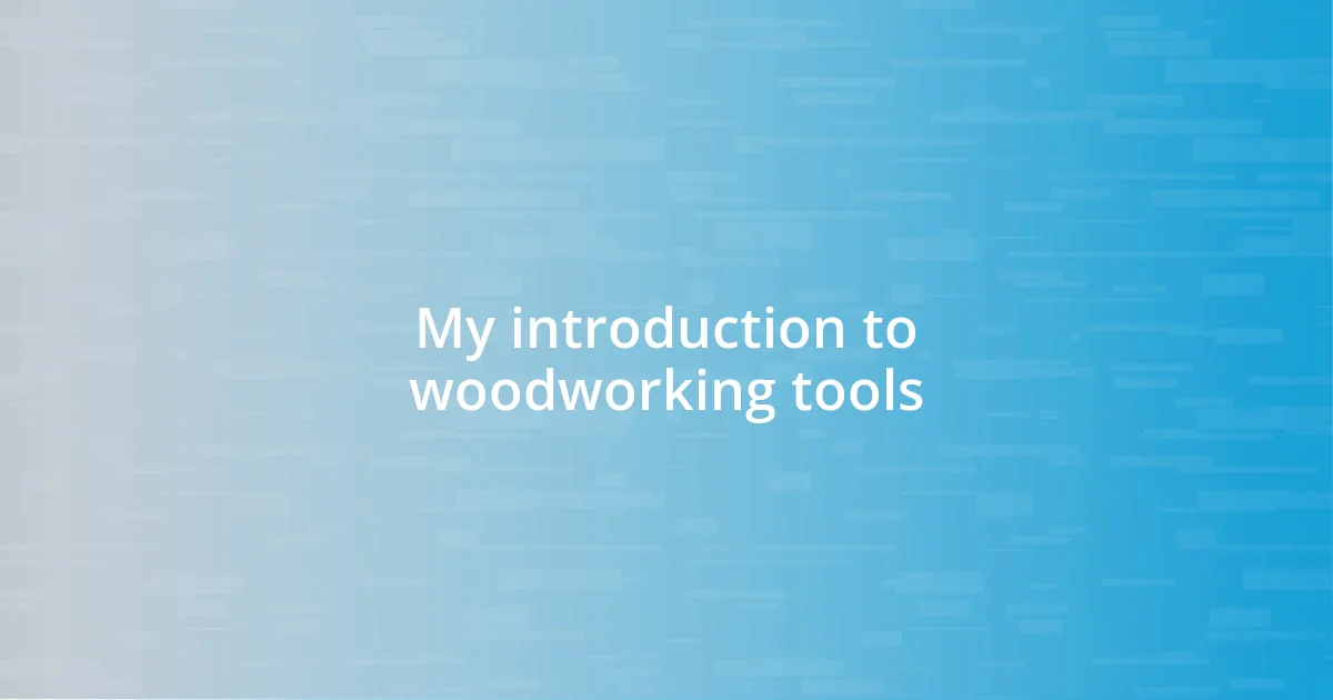 My introduction to woodworking tools